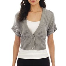 Worthington 2-Button Textured Cardigan Gray Sweater Size L Msrp 40.00