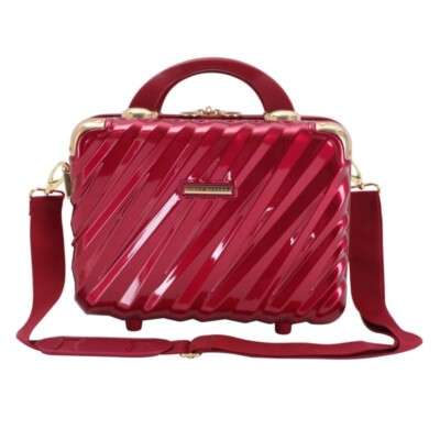 *Marcy McKenna Hamptons Collection Hard Side Beauty / Cosmetic Travel Case Red
