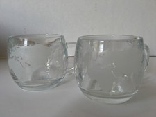 NESTLE Etched World Map Vintage Glass Mugs 2