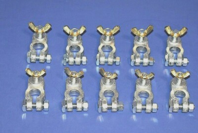 10 Marine Battery Top Post Terminals W/ Stud & Wing Nut 5 Positive 5 Negative 