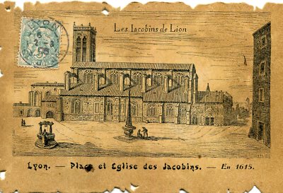  LYON 2 Place et église des Jacobins in 1615 Jacobins de Lion way parchment