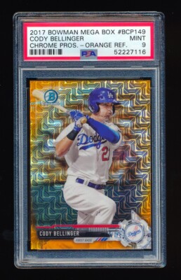 PSA 9 CODY BELLINGER 2017 BOWMAN CHROME MEGA BOX ORANGE REFRACTOR
