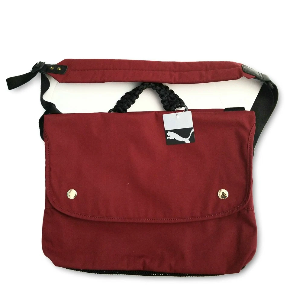 Bolso de Hombro Mensajero Puma Mihara Yasuhiro Doble Cartera Rojo Borgoña Cabernet Foto 4 de 4