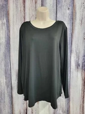 XLARGE BLACK A518213 Attitudes by Renee Yummy Jersey Long Sleeve Top