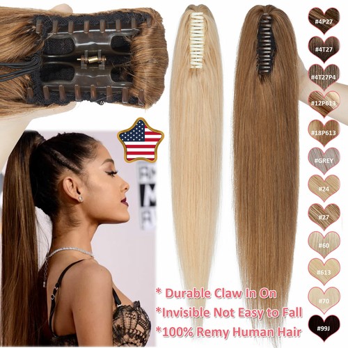 US Brazilian 100% Real Remy Human Hair Claw In On Ponytail Extensions Thick 120G - Picture 8 of 59
