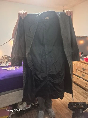 IOU Leather Collection Black Long Leather Trench Coat XL Full Length - product listing photo