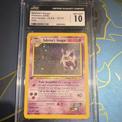 Pokémon Sabrina's Gengar Holo CGC 10 Gym Hero 1st Edition 14/132  💎swirl💎