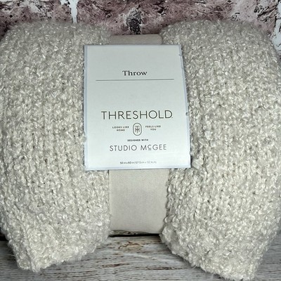 Threshold Studio McGee Boucle Decorative Throw Blanket Cream Ivory 50x60''