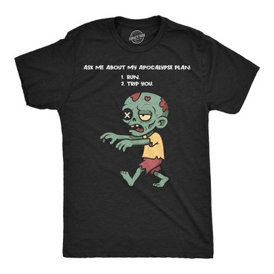 Mens Funny T Shirt Ask Me About My Apocalypse Plan Sarcastic Zombie Graphic