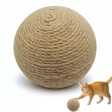Sisal Cat Ball Toy, Large 6.3 inch Interactive Natural Cat Scratching Ball, P...