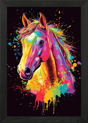 Buntes Pferd Portrait gerahmtes Wandbild Poster Leinwanddruck Bild