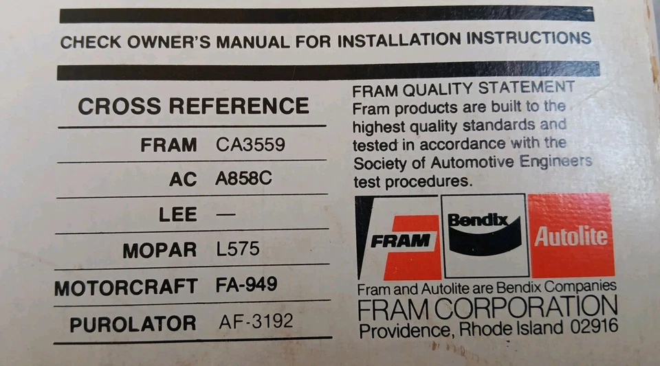 CA3559 Fram Automotive Air Filter Auto READ - Image 4 of 4
