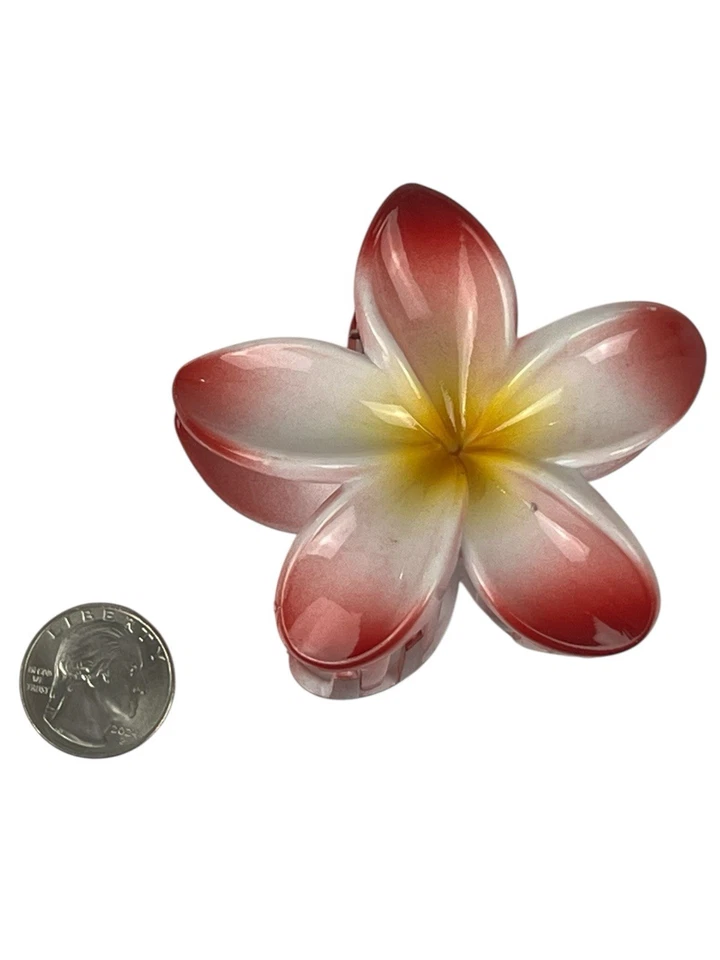 Accesorios para el cabello pinzas de garra para mujer grandes rojas forma de flor hawaiana Foto 2 de 4