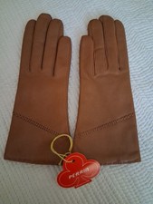 Vintage light brown Perrin Leather Gloves w Wool Blend Lining 6.5 New with Tag