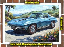 Metal Sign - 1967 Chevrolet Corvette Sting Ray 15 Watercolor - 14x10