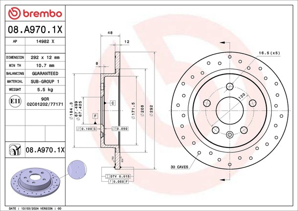 Brembo Bremsscheiben Voll Hinten FüR Saab 9-5 Chevrolet Malibu Insignia A G09-image