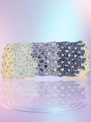 Beautiful Handmade Crochet 100% Cotton Lacey Headband In Country Stripe