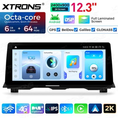 Android 15 Autoradio für BMW 5er F10 F11 NBT Navi CarPlay 12.3'' 2K IPS 6G+64GB