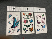 3 sheet Butterfly  flower Waterproof Body Temporary Tattoos Stickers US