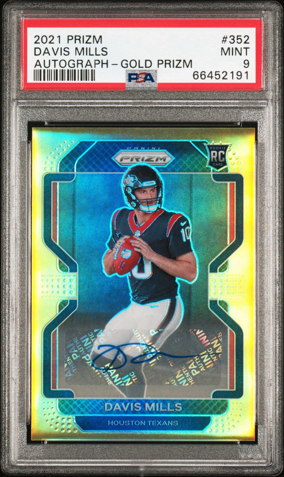 2021 Panini Prizm - Rookie Davis Mills #352 Gold Prizm Auto 5/10