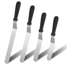 Stainless Steel Cake Offset Spatula Set Cake Decorating Tools, 6, 8, 10, 12 Inch