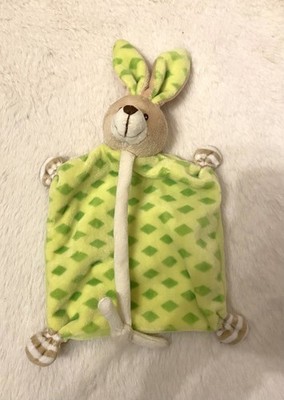 Ergee Kik Schmusetuch   HASE KANINCHEN mit SCHNULLERBAND   grün Rauten Neu