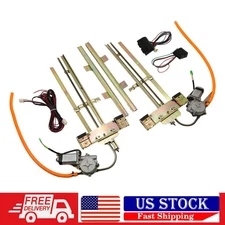 Universal 2Door Street Hot Rat Rod Flat Glass Power Window Kit w/Switches Wiring