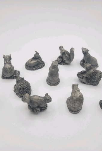 Vtg 1981 Franklin Mint The Woodland Animals Jane Lunger Pewter Lunar Set of 12 - Picture 7 of 8