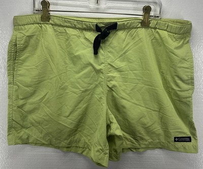 Columbia Shorts Womens Large Green Belted Cargo 100% Nylon Elastic Waist