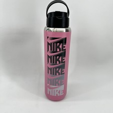 Nike Insulated Water Bottle Pink 24oz Stainless Steel Handle Straw Logo Sports
