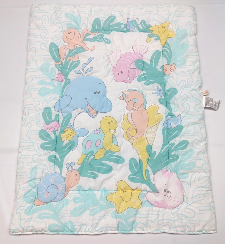 ¿De colección? Edredón y sábana para cuna de animales marinos Dundee ~ almeja de delfín estrella de mar caballito de mar pulpo Foto 3 de 4