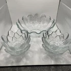 Blenko Art Glass Lotus Salad Set Large 14 Petal Bowl & 6 Small 8 Petal Bowls EUC