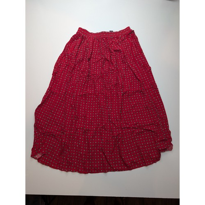 #ad CHELSEA CAMBELL Charter Size 12 Red Geometric Floral Pull On A Line Midi Skirt $17.95
