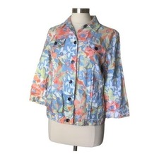 100 Linen Floral Blazer Jacket M