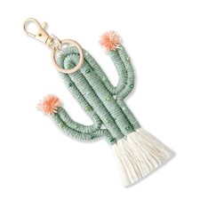 Cactus Keychain Boho Tassel Charm for Women Western Style Keychains and Purse