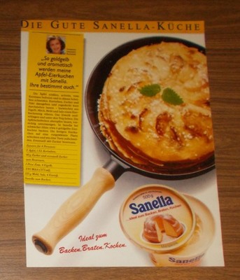 Seltene Werbung SANELLA Margarine - Apfel-Eierkuchen Rezept 1987