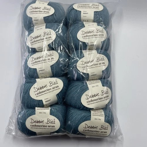 10 Skeins Debbie Bliss Cashmerino Aran 50g/90m Dusky Turquois Blue 300047 - product listing photo
