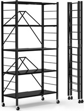 Kitchen, Garage, Pantry, Collapsible Adjustable Storage Rack Metal Shelves 