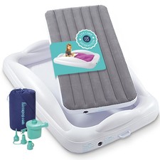 Hiccapop Inflatable Toddler Travel Bed with Safety Bumpers Toddler, Grey