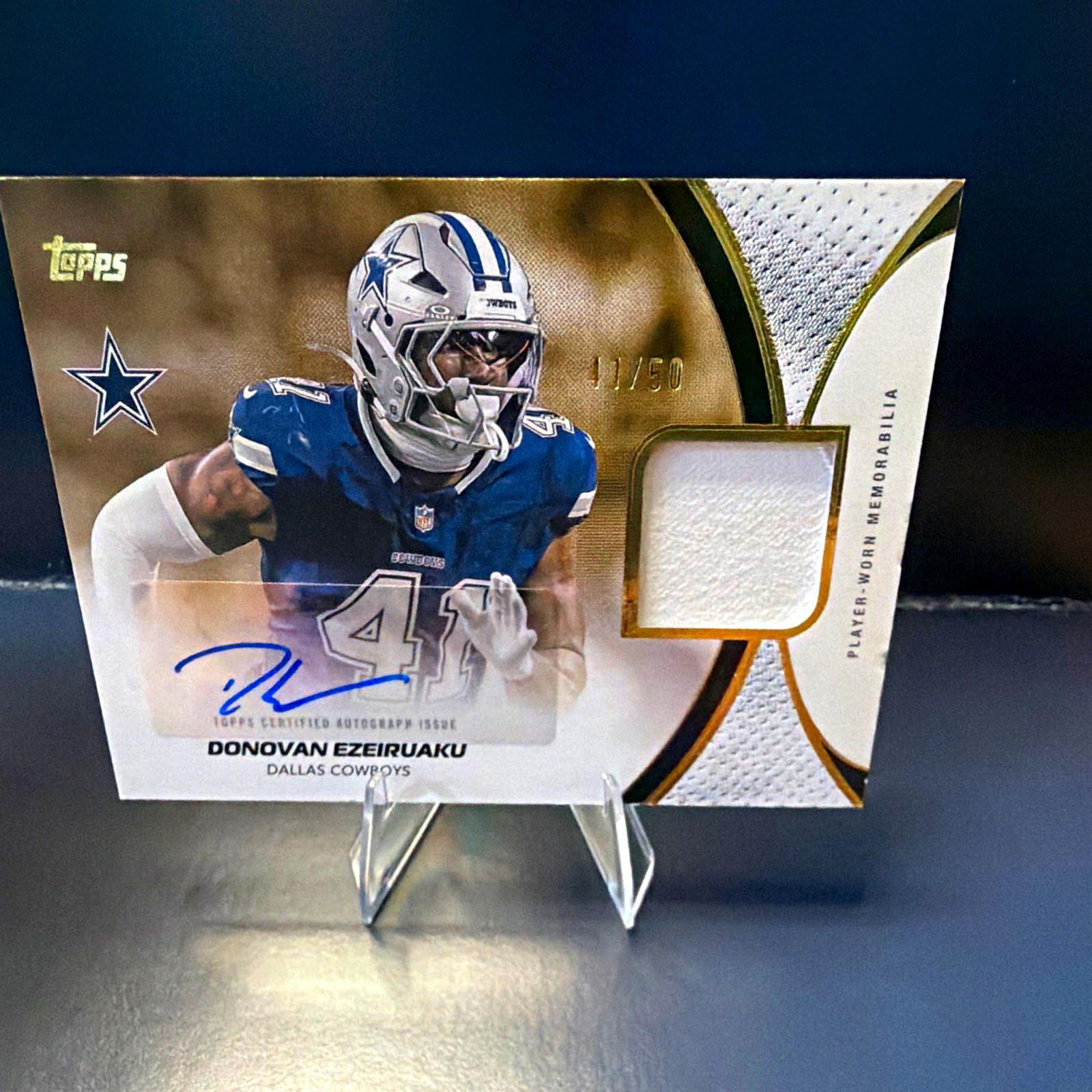 Topps Flagship 2026 Donovan Ezeiruaku JERSEY MATCH NFLMA-DE Cowboys RPA 41/50