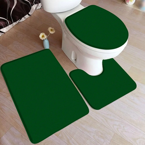 3tlg Schwarz Badematten Set Flanell Badvorleger U-Form Auflage Toilettendeckel Deckel Boden - Bild 17 von 23