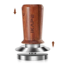Espresso Coffee Tamper 51mm Spring Loaded Stainless Steel Walnut Handle Barista