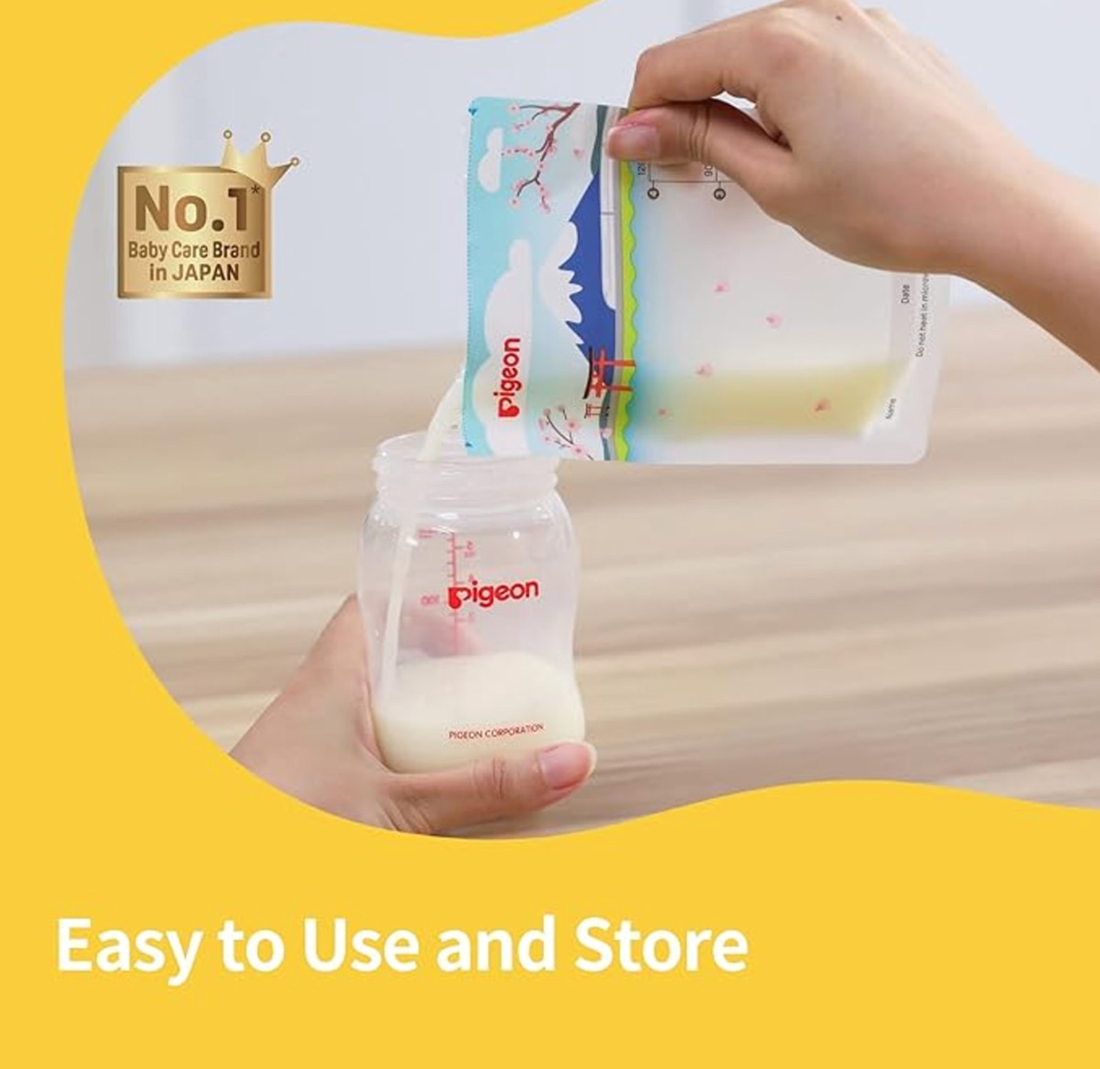 Pigeon Breast Milk Storage Bag, Disposable Self Standing Bag 25Pcs X2