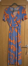 QVC Du Jour Wrap Front Printed Maxi Dress REGULAR Blue Floral Size 12