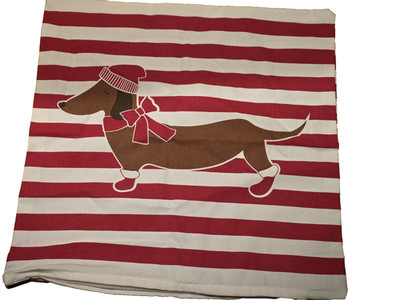 DACKEL -- KISSENHÜLLE --WINTER --Teckel-Dachshund -- ca. 45 x 45 cm--mit RV--NEU