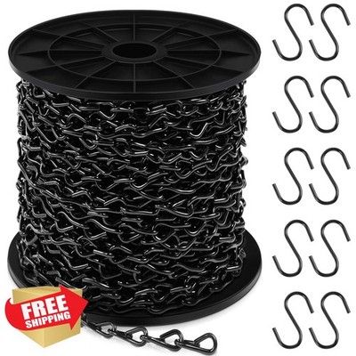 Yaocom 100ft 1.6mm Black Jack Chain w/ 10 S Hooks
