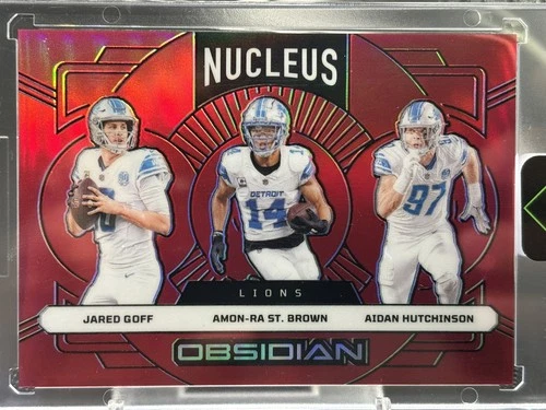 2024 Panini Obsidian Jared Goff Amon Ra St. Brown Aidan Hutchinson Nucleus #/75