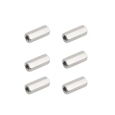 Hex Coupling Nuts, 1/4-20 UNC 25Mm/0.98" Length, 6 Pack 304 Stainless Steel Rod 