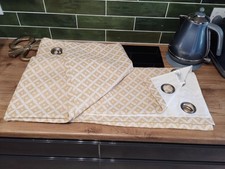 NEXT Fully Lined Geometric Eyelet Curtains Ochre Luxe Pair 117cm x 137cm 46x54in
