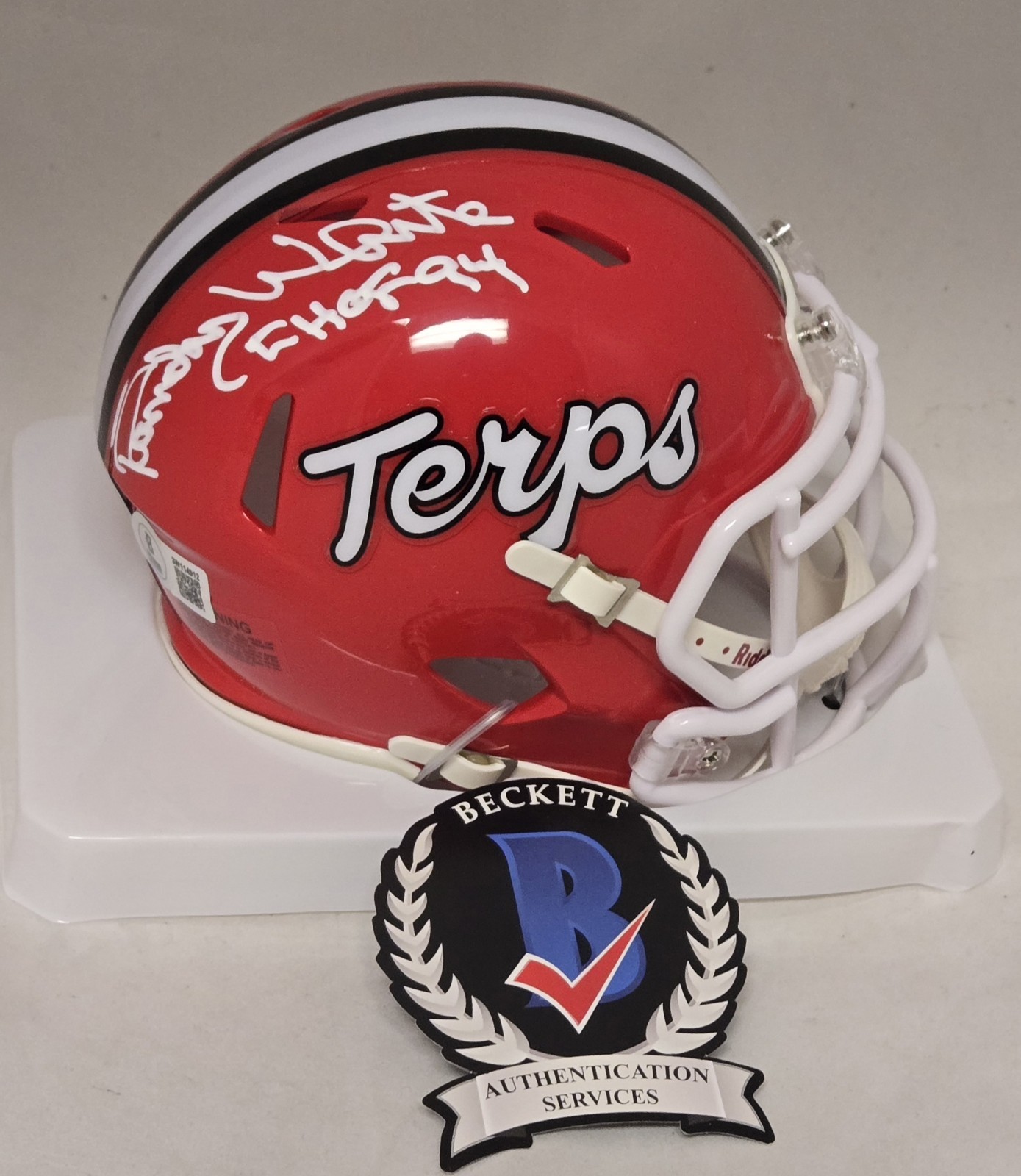 Randy White Autographed Signed Maryland Terrapins CHOF 94 Maryland Terps Mini Helmet Beckett Auto Football 